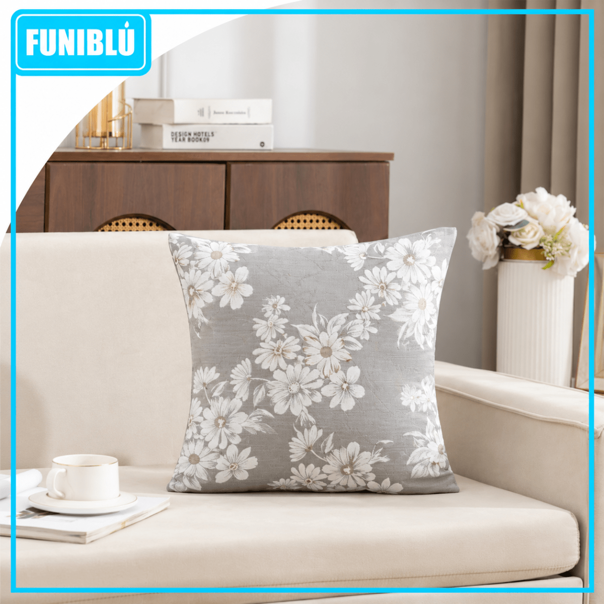FUNDA CHENILLE FLORES 45X454
