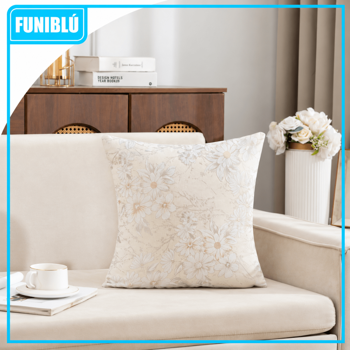 FUNDA CHENILLE FLORES 45X453