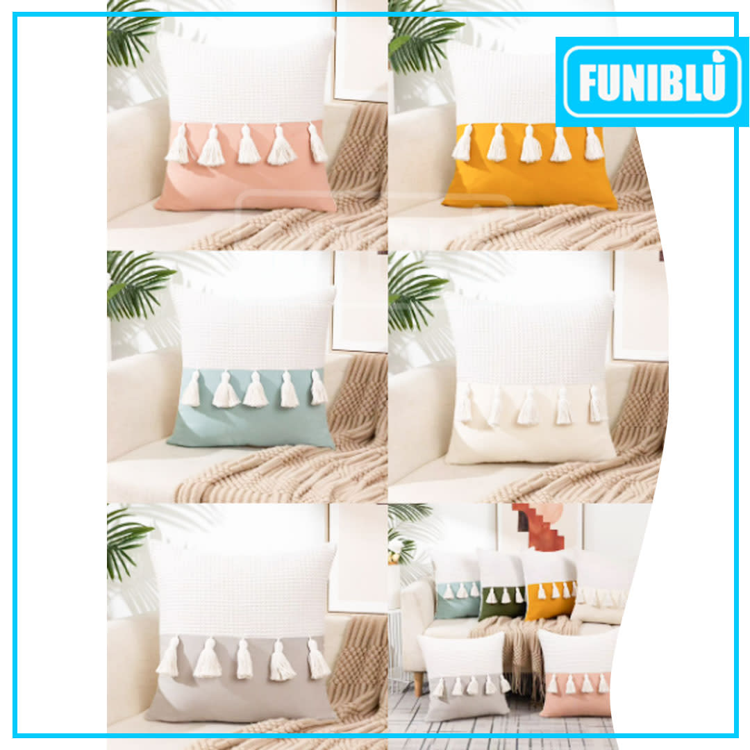 FUNDA LINO TEJIDO POMPON 45X457