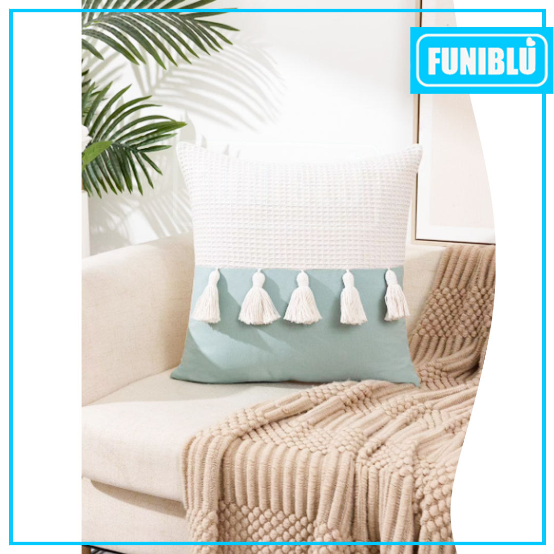 FUNDA LINO TEJIDO POMPON 45X453