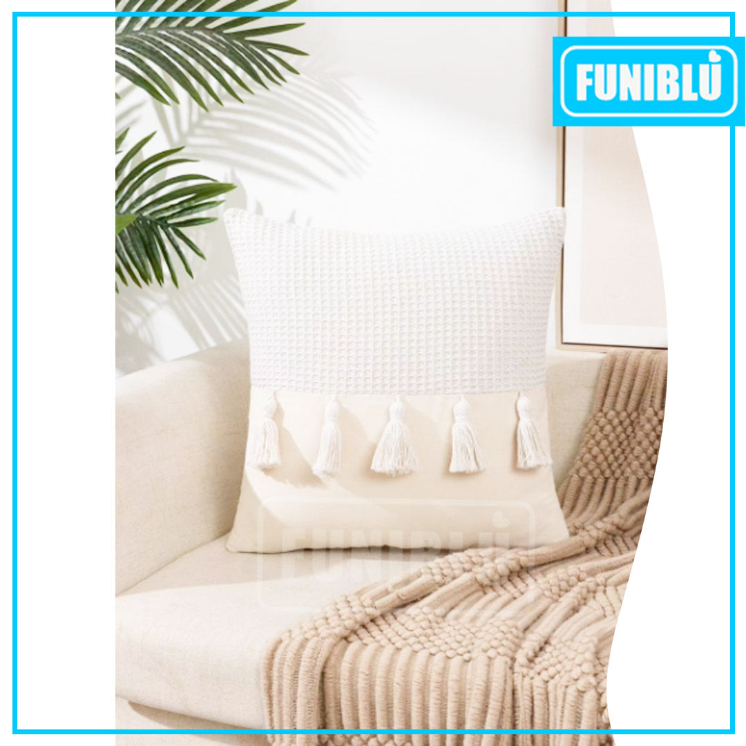 FUNDA LINO TEJIDO POMPON 45X454