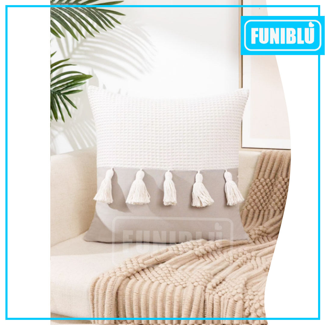 FUNDA LINO TEJIDO POMPON 45X455
