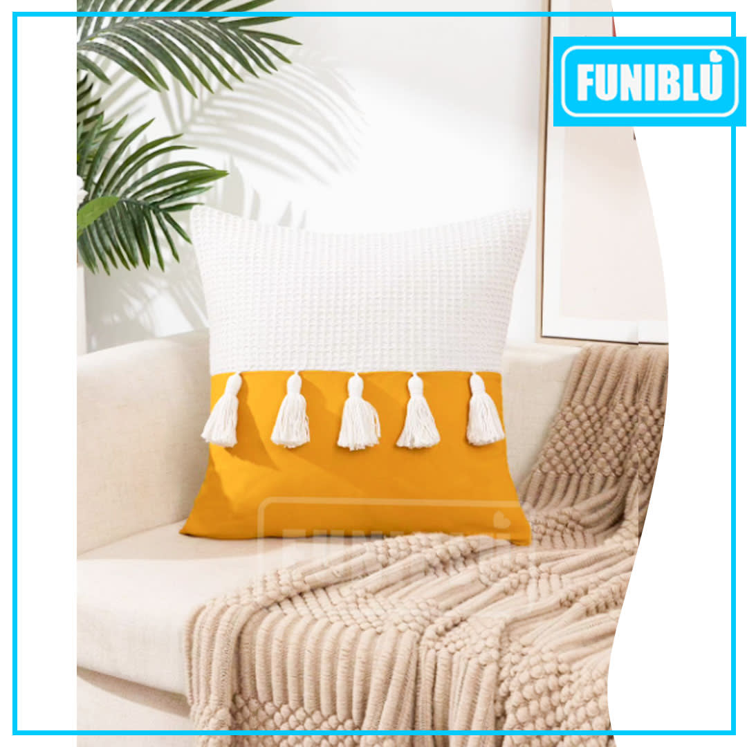 FUNDA LINO TEJIDO POMPON 45X451
