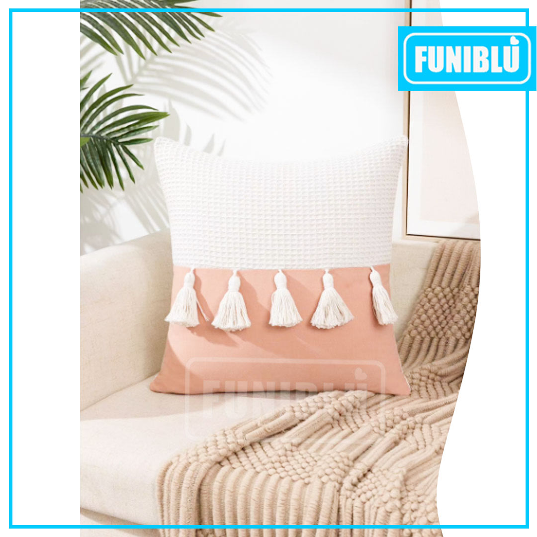 FUNDA LINO TEJIDO POMPON 45X456