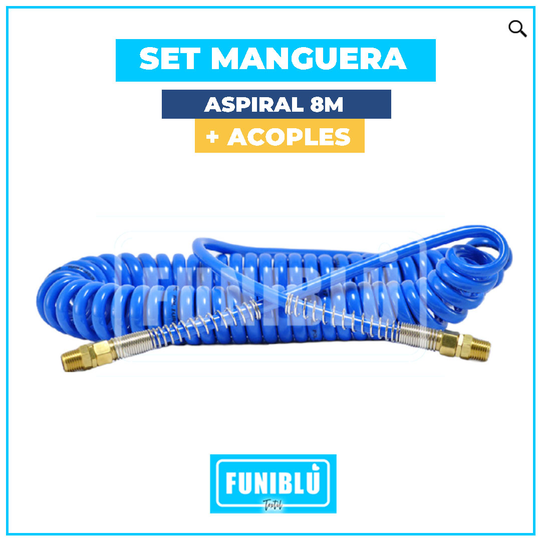 SET MANGUERA ESPIRAL 8M + ACOPLES DE COMPRESOR1