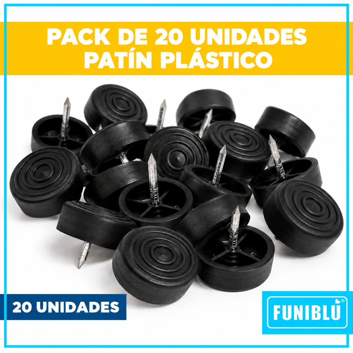 PATIN PLASTICO 3,4 cm NEGRO PACK 20und1