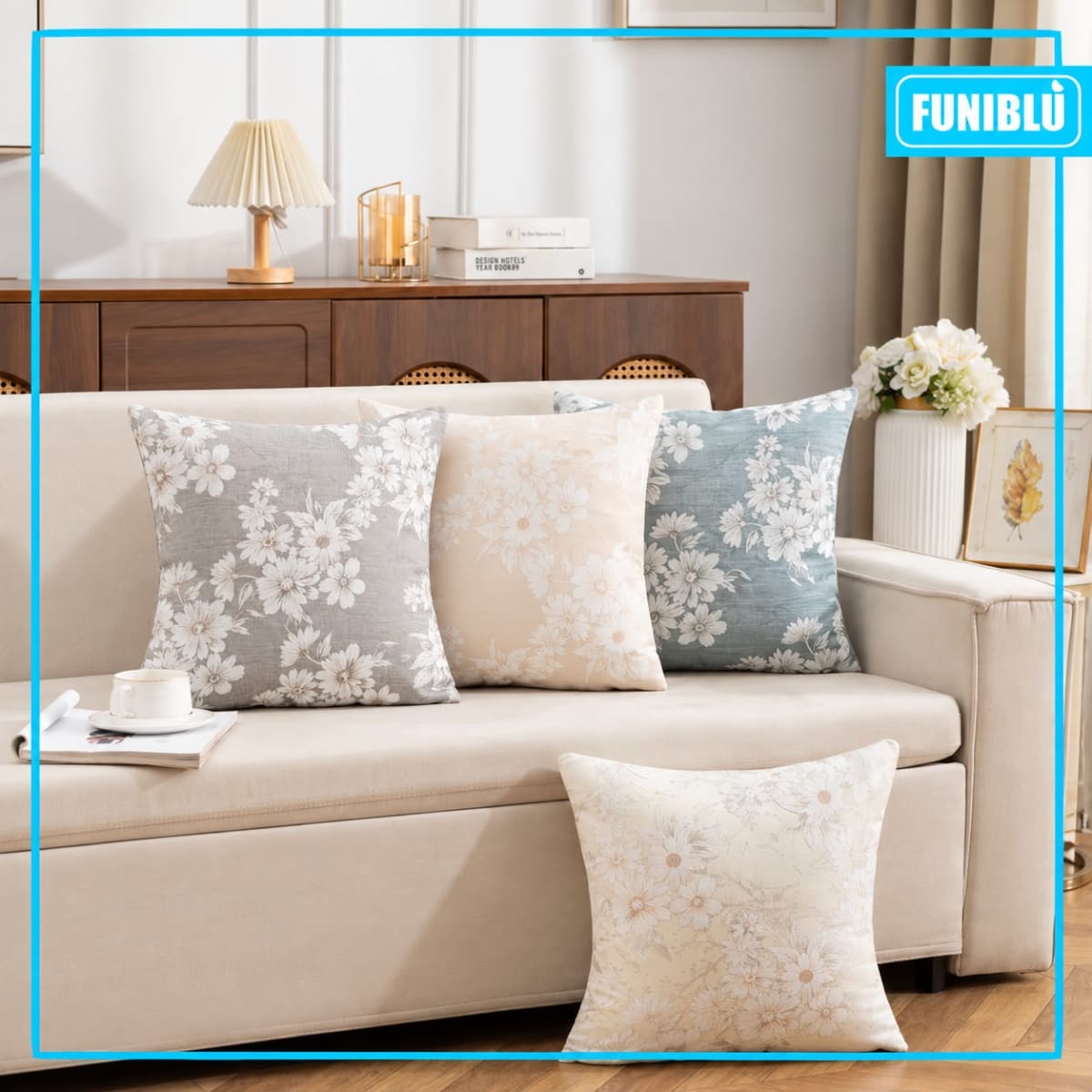 FUNDA CHENILLE FLORES 45X451