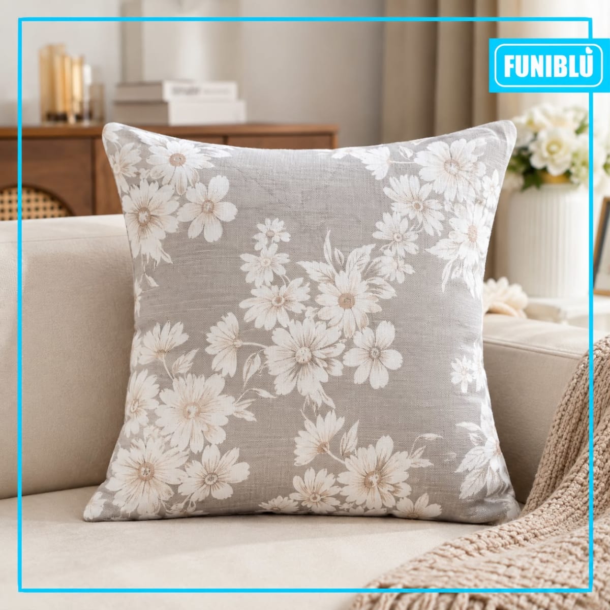 FUNDA CHENILLE FLORES 45X452