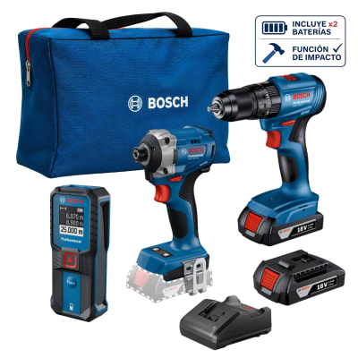 Taladro GSB185 + Atornillador GDR18V + Medidor GLM25 Bosch