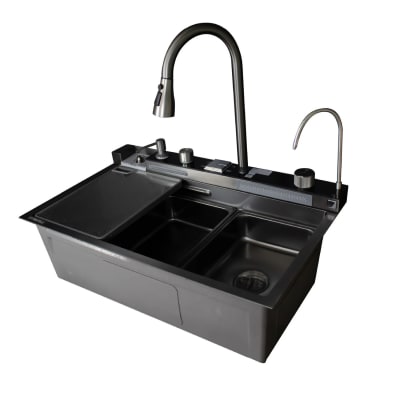 Lavadero de Cocina Multifuncional Smart Hawai Inox Negro Fratelli HWI-7545B