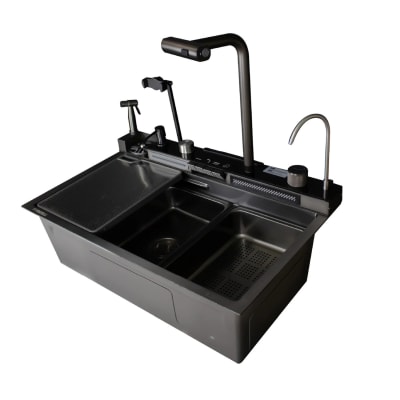 Lavadero de Cocina Multifuncional Smart Poseidon Inox Negro Fratelli PSD-7545B1
