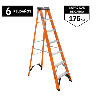 Escalera fibra de vidrio tipo tijera 6 peldaños truper