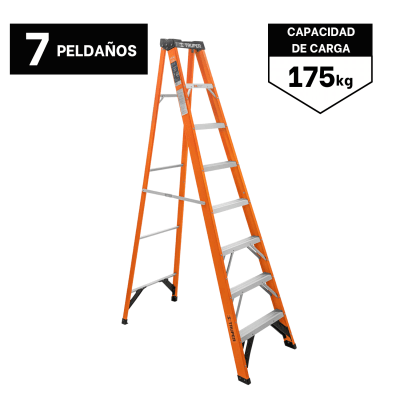 Escalera fibra de vidrio tipo tijera 7 peldaños truper