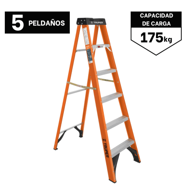 Escalera fibra de vidrio tipo tijera 5 peldaños truper