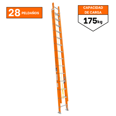 Escalera telescópica fibra de vidrio 28 peldaños Truper