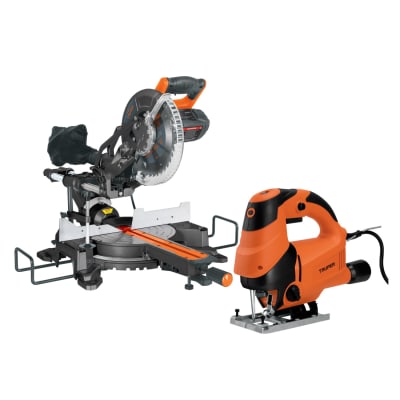 Sierra ingleteadora telescopica 1800w + sierra caladora Truper
