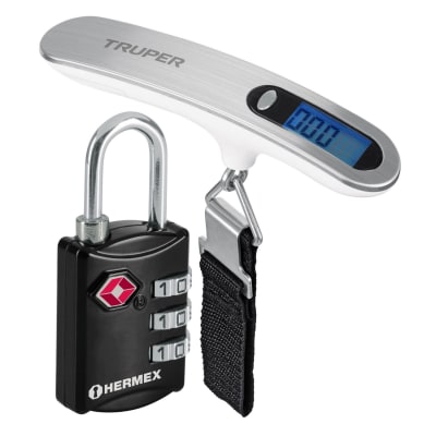 Balanza digital de mano 50Kg con candado de combinacion alta seguridad