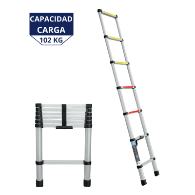 Escalera telescopica 13 peldaños Plegable 102kg Truper