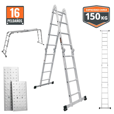 Escalera multiposición 16 peldaños Truper