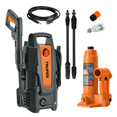 Hidrolavadora 1500 PSI 1400W  y Gata tipo botella de 2 tn Truper1