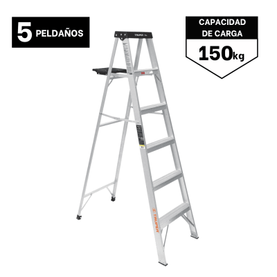 Escalera Tipo Tijera 5 Peldaños Soporta 150 Kg Truper