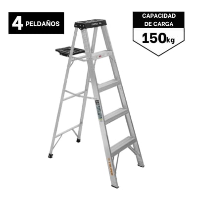 Escalera Tipo Tijera 4 Peldaños Soporta 150 Kg Truper