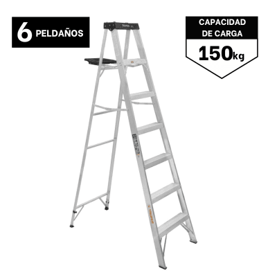 Escalera Tipo Tijera 6 Peldaños Soporta 150 Kg Truper