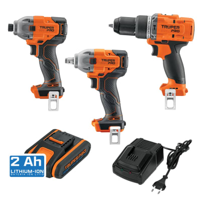 Taladro + Llave + Atornillador de impacto + 1bat 20V Truper