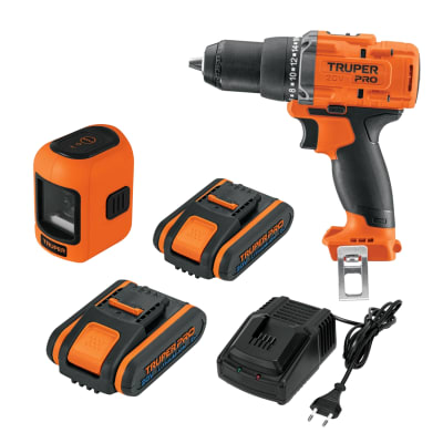 Taladro Atornillador + 2bat 2ah 20V + Nivel Laser 10m Truper