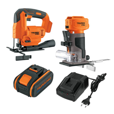 Ruteadora + Sierra Caladora 20V + 1bat 4ah + cargador Truper1