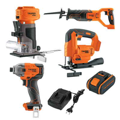 Ruteadora + S. Sable+ Caladora + Atornillador Impacto Truper