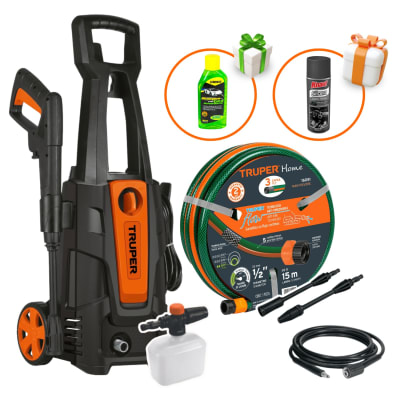 Hidrolavadora Electrica 1800PSI + Manguera 15m+Shampu+Silicona