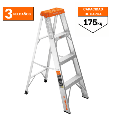 Escalera Tipo Tijera 3 Peldaños Soporta 175 Kg Truper1