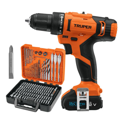 Taladro Inalambrico 12V + Juego de 100 Brocas Truper