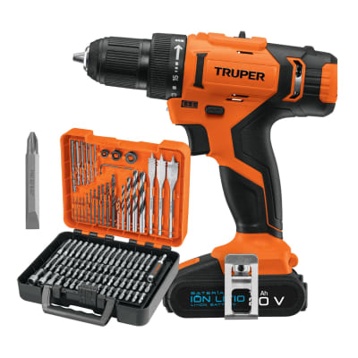 Taladro Inalambrico 20V + Juego de 100 Brocas Truper