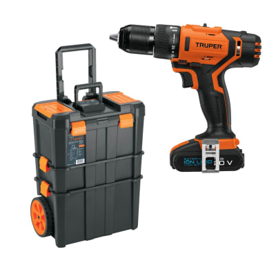 Taladro Percutor + Caja de herramientas 3 en 1 con ruedas Truper