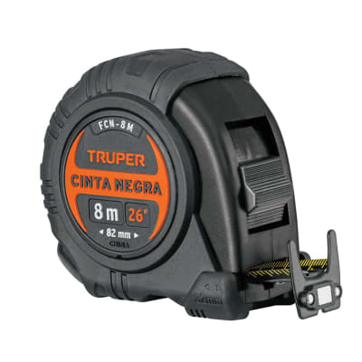 Wincha contra impactos 8 m, Cinta Negra 26 mm, TRUPER