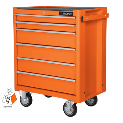 Gabinete metálico móvil. 6 cajones. capacidad 130 kg. truper