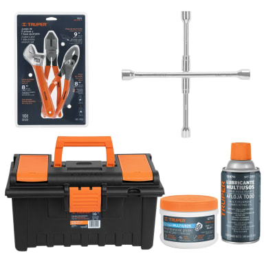 Kit de Limpieza y Mantenimiento de autos y Caja de herramientas Truper