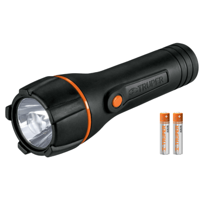 Linterna de plástico 1 led 80 lm con 2 pilas AA Truper