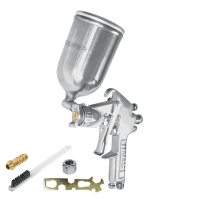 Pistola para pintar de gravedad LVMP vaso aluminio boq 1.7 mm Truper1