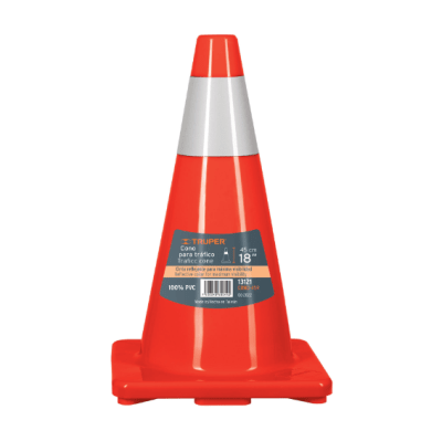 Cono de precaución de 45 cm de pvc con reflejante truper
