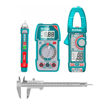 Calibrador Vernier 6'' Truper + Kit de Prueba Eléctrico 3pzs Total1