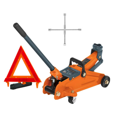 Kit Gata lagarto + Llave Cruz plegable + Triangulo de seguridad Truper1