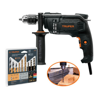 Combo Taladro Industrial 650W Truper + Set de Brocas Concreto Metal Y Madera