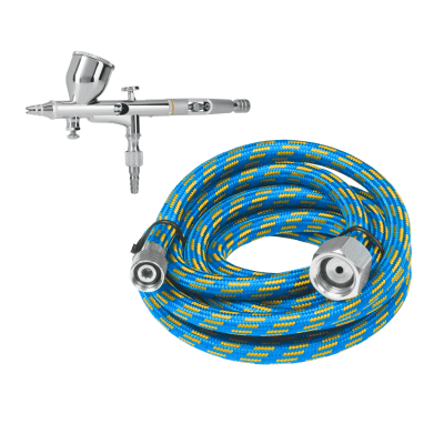 Kit aerógrafo de gravedad con vaso fijo + manguera Truper1