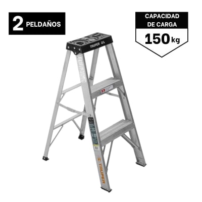 Escalera Tipo Tijera 2 Peldaños Soporta 150 Kg Truper