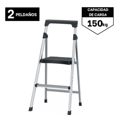 Escalera Tubular 2 Peldaños Aluminio Truper