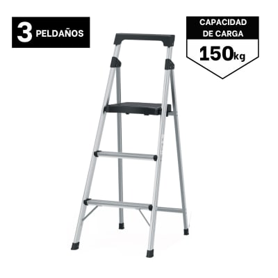 Escalera Tubular 3 Peldaños Aluminio Truper