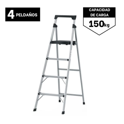 Escalera Tubular 4 Peldaños Aluminio Truper